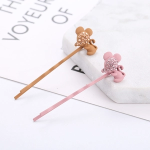 Barrettes à Cheveux en Alliage de Strass Animal Dessin Animé Souris Singe Style Mori pour Femmes Filles Coiffure