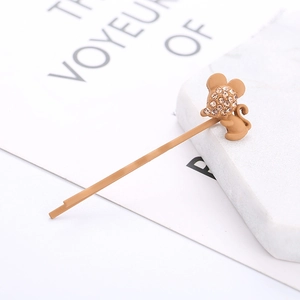 Barrette à cheveux souris mignonne avec strass étincelants en finition kaki mat