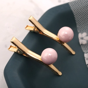 Barrettes à cheveux élégantes en alliage doré avec perles roses pour femmes, lot de deux