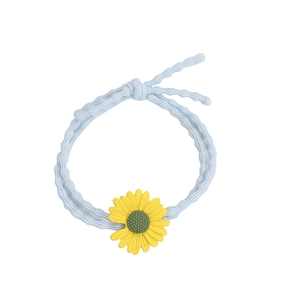 Élastique à cheveux bleu avec breloque marguerite jaune pour coiffure de filles