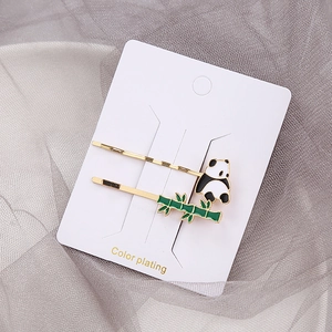 Ensemble de barrettes panda et bambou en émail doré pour femmes et petites filles
