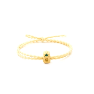 Élastique à cheveux tressé jaune avec pendentif ananas mignon et détail de feuille verte