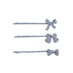 Ensemble de trois barrettes bleu Morandi avec divers motifs de nœuds élégants