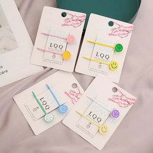 Lot de jolies barrettes colorées avec smiley pour filles aux tons pastel variés