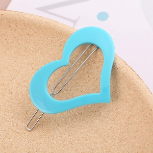 Süße hellblaue hohle Herz-Haarklammer mit silbernem Metallclip für Damen und Mädchen