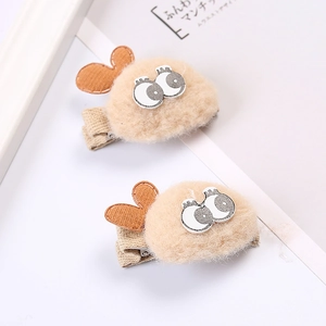 Barrettes à cheveux oiseau en peluche pour enfants avec fourrure douce et yeux de dessin animé