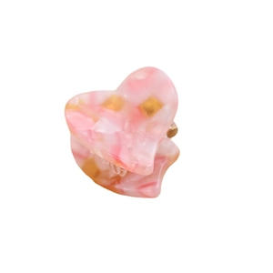 Pink marble heart hair claw clip with gold foil accents and sweet acetate finish