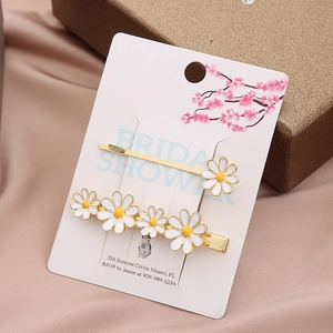 Ensemble de barrettes marguerites mignonnes avec pétales blancs et dorure fine