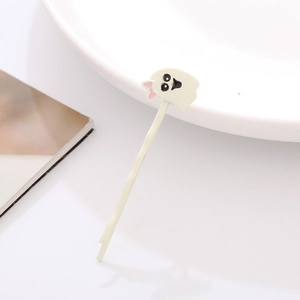 Detail of cute ghost hair clip with pink bow and wavy clip body for Halloween party