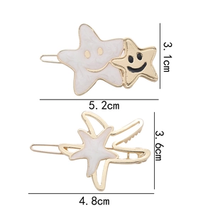 Barrettes étoile de mer dorées avec smileys en deux tailles avec mesures précises