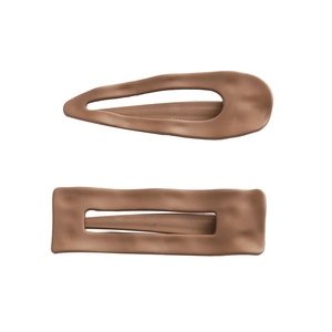 Minimalist matte brown hair clips set featuring teardrop and rectangular shapes for women