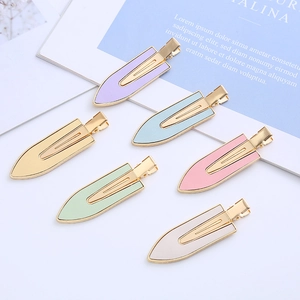 Zinc Alloy Faux Leather Duckbill Hair Clips For Women Minimalist Streamlined Shape Makeup Fringe Styling Hair Accessory