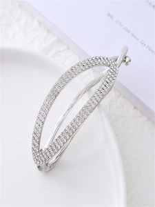 Elegante fermaglio a banana argento con strass bianchi scintillanti per acconciature chignon