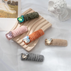 Set di 5 fermagli per capelli in maglia con orsetti di cristallo in vari colori
