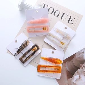 Minimalist Acetate Marble Pattern Duckbill Hair Clip Set For Women Elegant Geometric Water Drop Square Hair Barrettes Set
