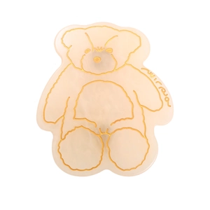 Pince à cheveux ours mignon en acétate beige avec texture marbrée et détails dorés
