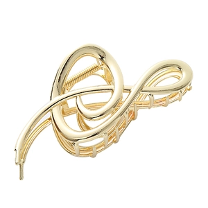 Minimalist gold metal hair claw clip with creative musical note shape for women