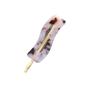 Barrette à cheveux ondulée minimaliste en acétate avec motif écaille mauve et brun