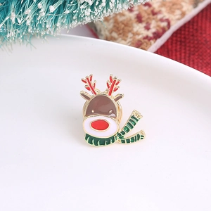 Cute Cartoon Christmas Tree Reindeer Alloy Brooch Vintage Enamel Holiday Corsage Clothing Badge Accessory For Women Gift