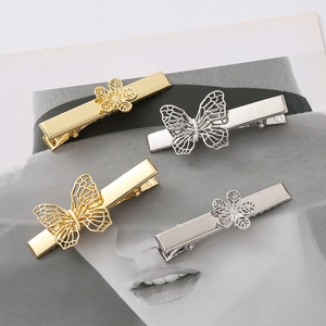 Exquisite hollow butterfly and leaf spring hair clips in gold and silver metal finish