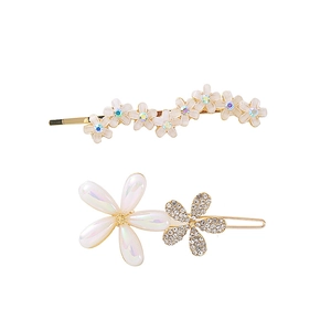Set di fermagli per capelli floreali con opale, cristalli e finitura dorata elegante