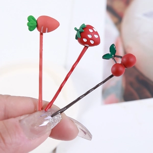 Lot de barrettes à cheveux mignonnes fraise, carotte et cerise pour filles