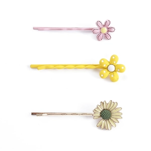 Set di 3 fermagli per capelli a margherita in rosa e giallo per uno stile estivo dolce