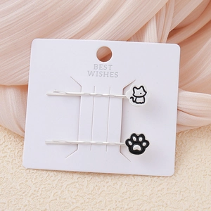 Set de pinzas para el cabello de gato estrella azul y pata para mujer con metal plateado