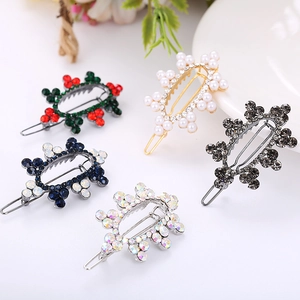 Elegant rhinestone bow crown hair clips in multiple colors for women fashion accessory