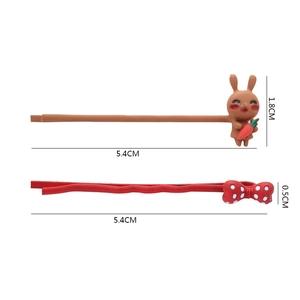 Barrettes à cheveux mignonnes avec lapin marron et nœud à pois rouges pour femmes et filles