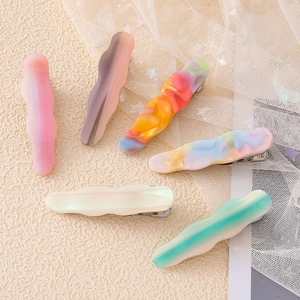 Wellenförmige Haarklammern Aus Acetat Bunte Marmortexturen Elegante Entenschnabel-Clips Für Damen Und Mädchen Haarschmuck