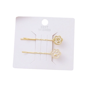 Lindas horquillas doradas de gato y garra con esmalte blanco, juego de dos piezas