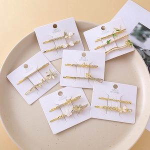 Vintage Chinese Style Zinc Alloy Flower Butterfly Hair Clip Set With Rhinestone Faux Artificial Pearl Sweet Hair Accessories For Women