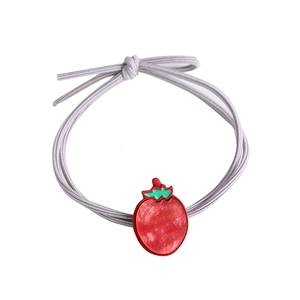Élastique à cheveux chic avec breloque fraise rouge scintillante 3D sur bandeau