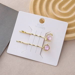 Minimalist galaxy star and moon hair clip set with purple resin beads on gold alloy