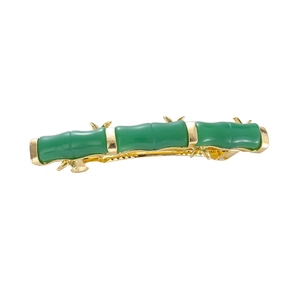Eleganter Haarclip in Bambusform mit smaragdgrüner Emaille und goldenen Akzenten