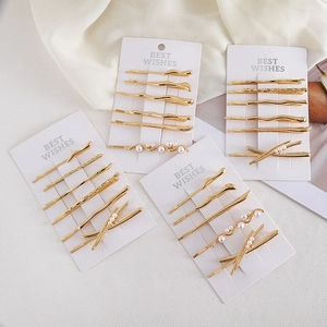 Ensemble de Barrettes à Cheveux en Métal Doré pour Femmes Épingles à Cheveux Minimalistes Avec Imitation Künstliche Perle Accessoires Cheveux