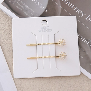 Lot de barrettes dorées ondulées avec cristaux brillants en forme de flocon et fleur