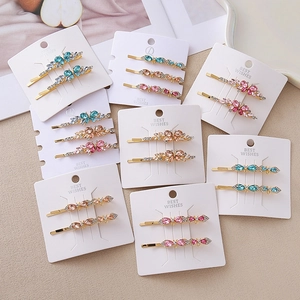 Pince à Cheveux en Alliage Strass Papillon Nœud Fleur Style Coréen Élégante Barrette en Cristal Coloré pour Femme Accessoire