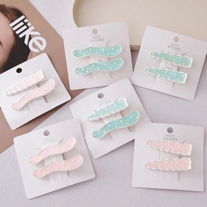 Barrettes à cheveux ondulées à pois roses et bleu sarcelle sur carte cadeau