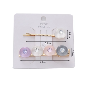 Coffret de barrettes à cheveux tendance avec perles mates colorées et strass sur pinces dorées