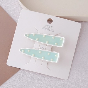 Ensemble de barrettes à pois vert menthe avec finition brillante pour femmes