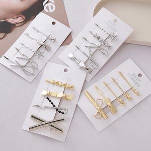 Silver bow hair clip set with sparkling rhinestones and pearls for women