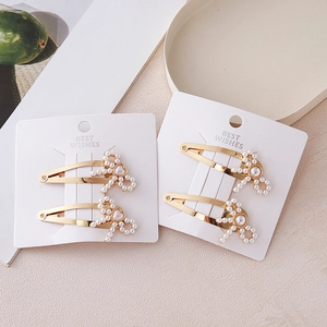 Vintage Alloy Artificial Pearl Bow Hair Clips Gold Metal BB Clip Sweet Heart Round Hairpins Aesthetic Hair Accessories For Women