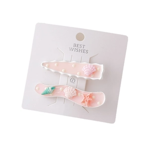 Barrettes à cheveux rose avec étoile de mer coquillage et perles pour l'été