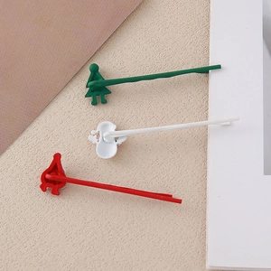 Detail von Weihnachtsbaum und Schneemann Haarklammern mit Mattierung und Zirkonia