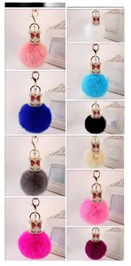 Porte-clés lapin en peluche coloré avec tête de perles et pompon en fausse fourrure
