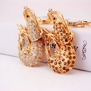 Creative Zinc Alloy Lobster Keychain Sparkling Rhinestone Enamel Crayfish Bag Charm Metal Lobster Clasp Keyring For Women Men Jewelry