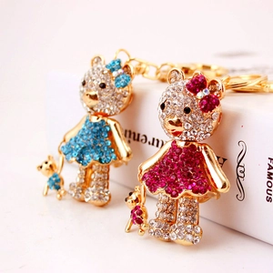 Portachiavi Creativo a Forma di Orso con Strass in Lega di Zinco Dorata Ciondolo per Borsa a Forma di Orsetto per Donna Ragazza Regalo