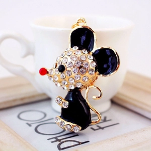 Cute Cartoon Rhinestone Mouse Keychain Zinc Alloy Enamel Animal Pendant Bag Charm For Women Gift Jewelry